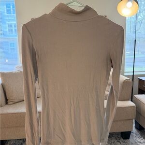 Light Taupe Long Sleeve Ribbed Turtleneck